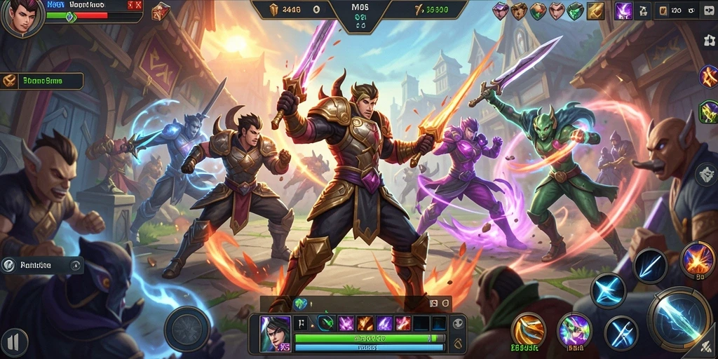 Screenshot menampilkan pertarungan tim intens dalam <strong>3446</strong>.