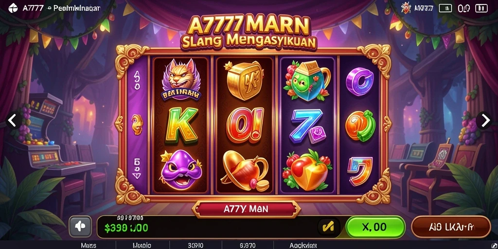Screenshot A7777 menampilkan gameplay slot yang seru dan penuh warna.