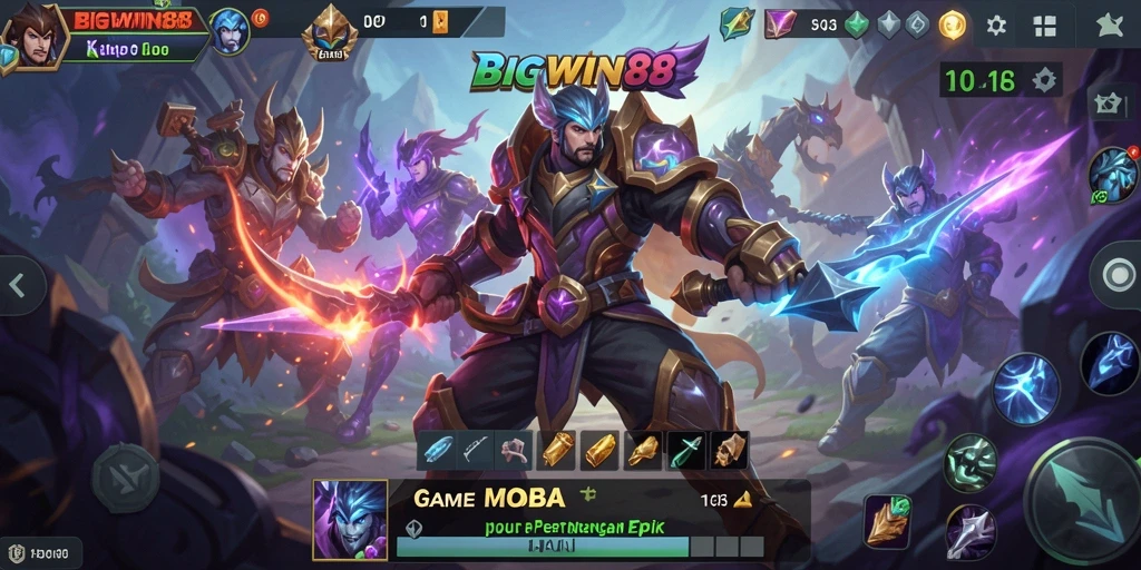 Tampilan gameplay MOBA yang seru dan kompetitif.