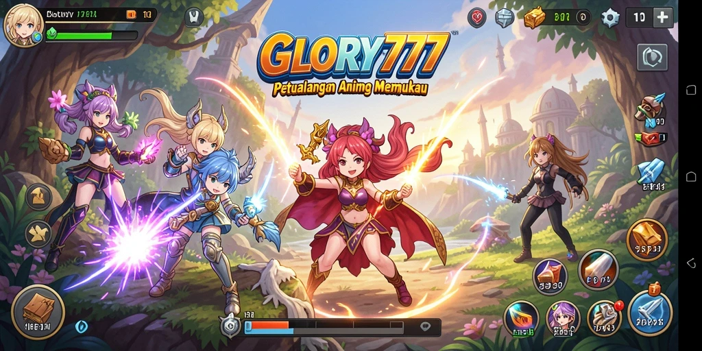 Tampilan menarik dari gameplay <strong>GLORY777</strong> dengan karakter anime yang unik.