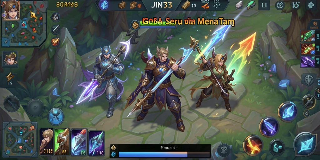 Tangkapan layar JIN33 menampilkan aksi pertarungan seru dalam game MOBA.