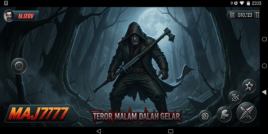 Screenshot gameplay MAJ777 menampilkan suasana menyeramkan dan ketegangan yang mencekam.