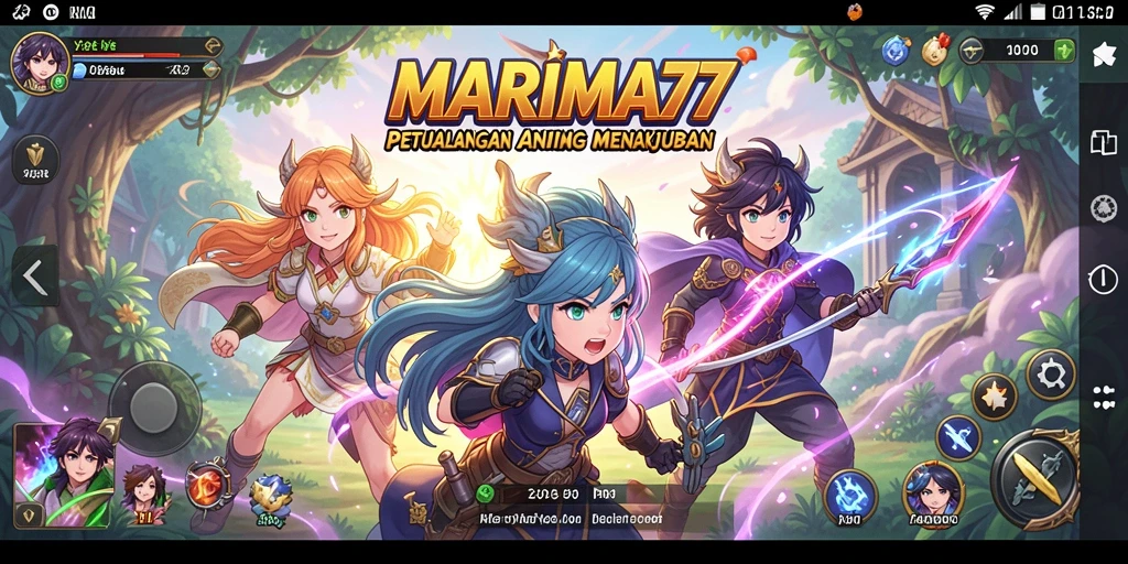 Screenshot gameplay MARIMA77 menampilkan aksi seru dan karakter Anime.