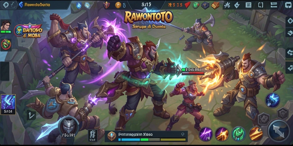 Gameplay seru dalam pertempuran MOBA RAWONTOTO.