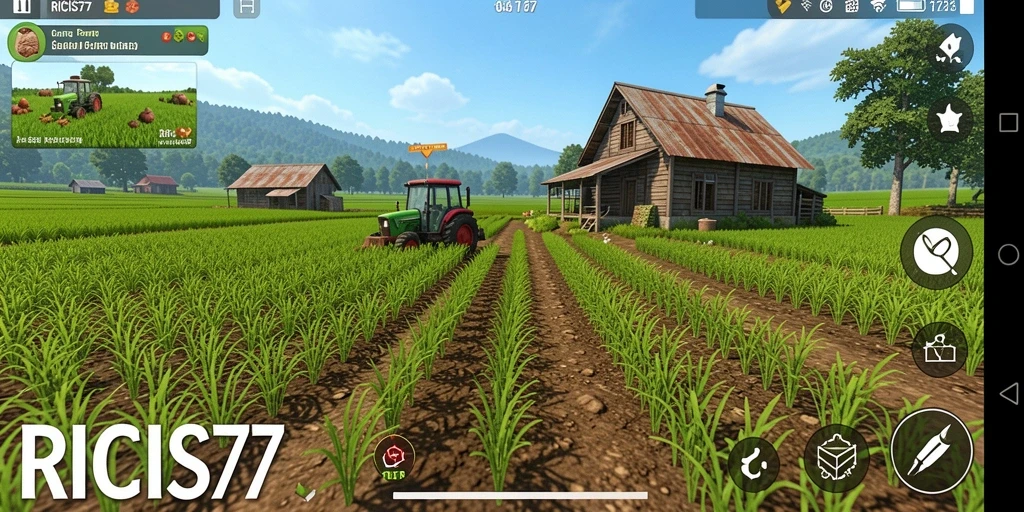 Tampilan menarik dari gameplay RICIS77 yang berfokus pada pertanian.