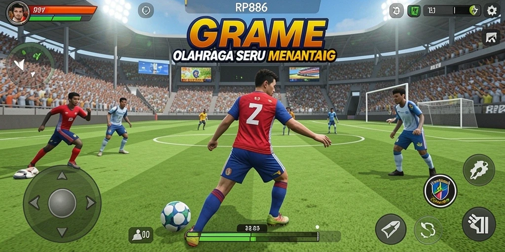 Tangkapan layar utama RP886 menampilkan aksi olahraga yang mendebarkan.